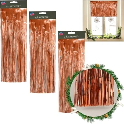 Image of 3PCS Christmas 1.2M Lametta Strands, Angel Hair Xmas Tree Decoration (Pack of 3 Rose Gold Strands)