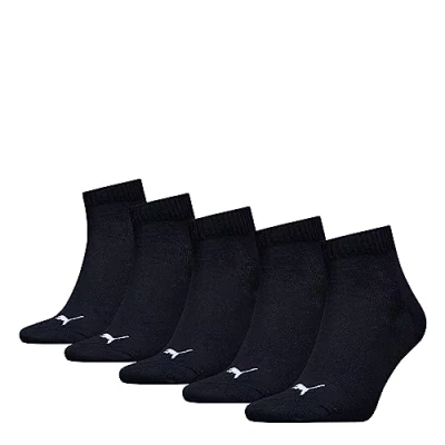 Image of Puma Unisex Plain Sneaker Trainer (5 Pack) Socks, Black, 2.5 5 UK