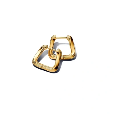 Image of Pandora Gold Twisted Triangle Small Hoop Earrings