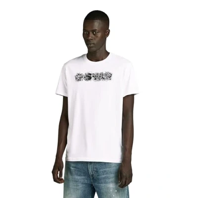Image of G STAR RAW Men&#039;s Distressed Logo T Shirt, White (white D24363 C506 110), L