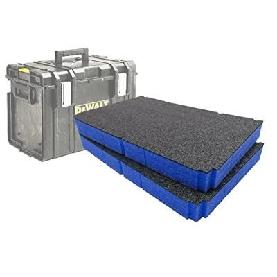 Image of Shadow Foam Easy Peel Toughsystem DS400 Insert [Blue 50mm Twin Pack] Customisable for DeWalt Toolboxes Ideal Lean, 5S, Kaizen &amp; Custom Organisers