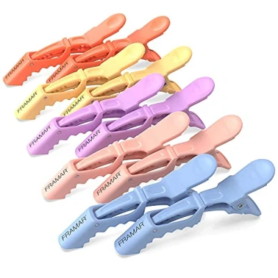 Image of FRAMAR Pastel Crocodile Clips Hair Professional For Styling, Sectioning Women, Alligator Clips, Salon, Clip 10 Pk