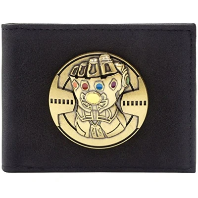 Image of Avenger Infinity Gauntlet Soul Gems Metal Emblem Wallet Bi Fold ID &amp; Card Holder, Black