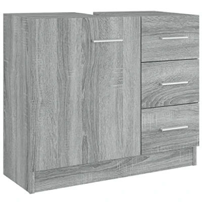 Image of vidaXL Sink Cabinet Grey Sonoma Engineered Wood Bathroom Under