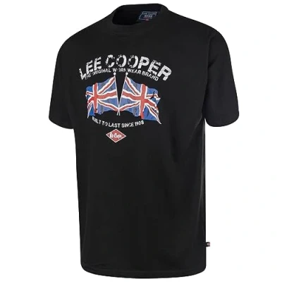 Image of Lee Cooper Workwear Mens Printed Tee Crew Neck Short Sleeve Work T Shirt, Black, L