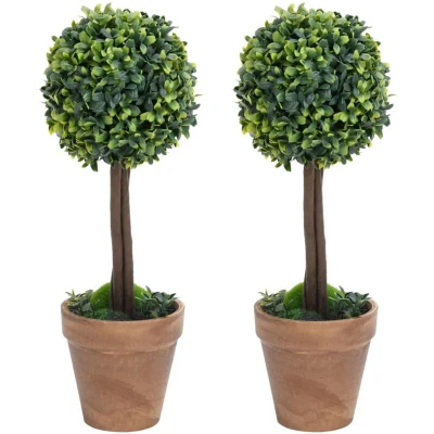 Image of vidaXL Artificial Boxwood Plants 2 pcs with Pots Ball Shaped Green 56 cm