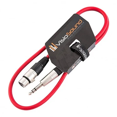 Image of Female XLR to 6.35mm Stereo TRS Jack Lead/Balanced Signal/Audio Patch Cable 1m Red