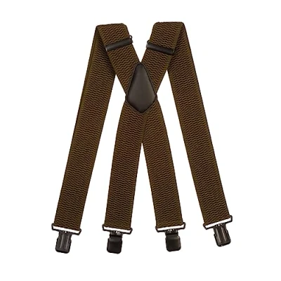 Image of Olata Men&#039;s Extra Wide X Shape Braces/Suspenders and Black Clips 5cm. Olive Green