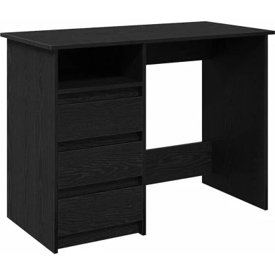 Image of vidaXL engineered wood black desk 102x50x75 cm writing/computer/study for office &amp; living room