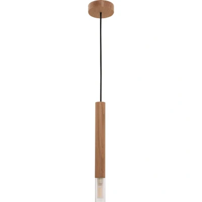 Image of Madera Slim Pendant Ceiling Light, Wood, 1x G9
