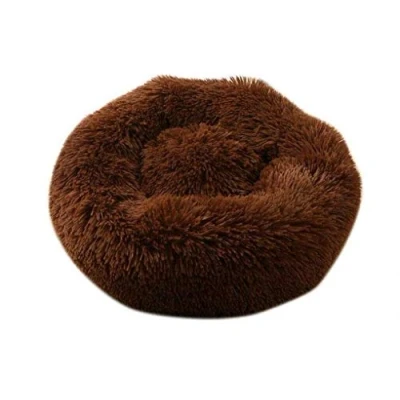 Image of Round Pet bed, Calming Bed Plush Nest Warm Soft Cushion Donut Cuddler Cat Dog Puppy Comfortable for Sleeping Winter (Large (60 * 60 10), Brown)