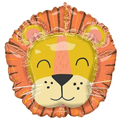 Image of Amscan 4287901 Get Wild Lion SuperShape Foil Balloon, Multicolor, Large, 27&quot;