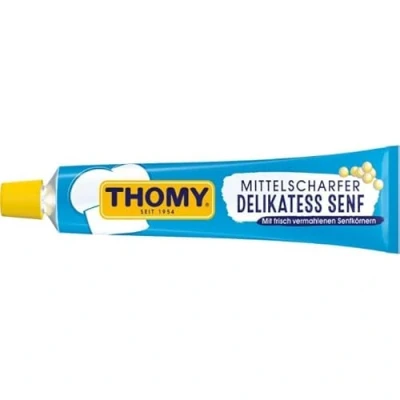 Image of Mittelscharfer Delikatess Senf Medium Hot German Mustard 12 x 100 ml Thomy Germany