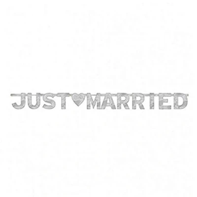 Image of Amscan International Just Married Large Letter Banner, Silver foil