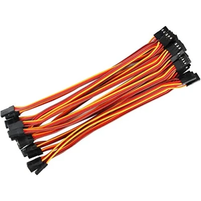 Image of POFET 20pcs 20cm JR Style Servo Extension Cables, 3Pin Cable 22AWG 60 Cores Wire Male to Female Futaba for Remote Control Aircraft