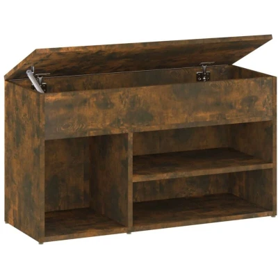 Image of vidaXL Shoe Bench Smoked Oak 80x30x45 cm Engineered Wood