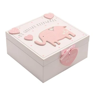 Image of Baby Girl wooden Memories Keepsake Box Vintage Style