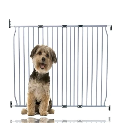 Image of Bettacare Eco Screw Fit Pet Gate, Grey, 120cm 130cm, Fitted Dog Safety Gate for Puppy