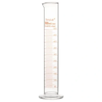 Image of stonylab 1 Pack Graduated Cylinder, Borosilicate Glass 500 ml Heavy Wall Measuring Cylinder
