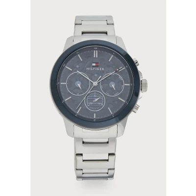 Image of Tommy Hilfiger Henry Watch silvercoloured/blue, Men&#039;s, Size: One Size, Silver coloured/blue