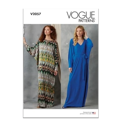 Image of Vogue Patterns Paper Pattern V2057A Misses&#039; Caftans and Sash A (XS S M L XL XXL)
