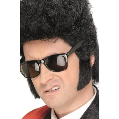Image of Smiffys Teddy Boy Sideburns, Black Self Adhesive, 1950&#039;s Rock&#039;n&#039;Rolla Fancy Dress, Adult Dress Up Cosmetics &amp; Disguises.