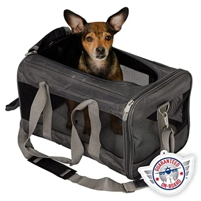 Image of Sherpa Original Deluxe Travel Pet Carrier, Airline Approved &amp; Guaranteed On Board Charcoal Gray, Medium