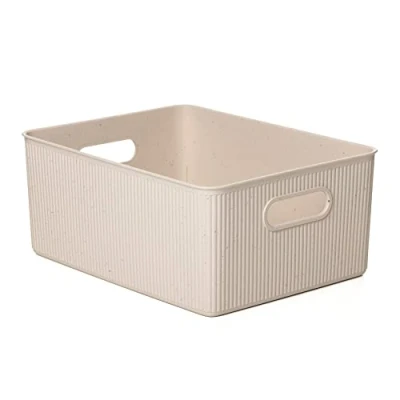 Image of TATAY Storage Box Baobab ECOHOME, 15L Capacity, Polypropylene BPA free, 100% Recycled Material. Measures 29.4 x 38.5 16 cm, Beige