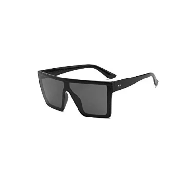 Image of LARGE OVERSIZED LADIES WOMEN SUNGLASSES DESIGNER BIG Frame RETRO VINTAGE FASHION (Black + Black Lens)