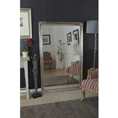 Image of Large Silver Antique Ornate Design Big Wall Mirror New 5Ft6 X 3Ft6 167cm 106cm