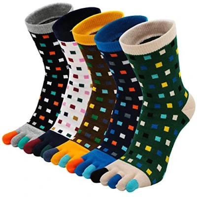 Image of Toe Socks Mens Five Finger Cotton Sports Running Socks, Athlete Crew with for Men, 6 10, 5 Pairs