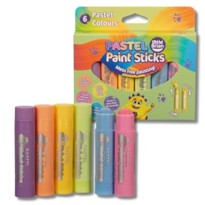 Image of Little Brian Paint Sticks Pastel Sticks, 6 Pack Kids Pens Twist Up &amp; Down, Mess Free Painting, Easy to Use Clean