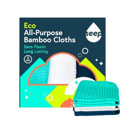 Image of SEEP Eco All Purpose Bamboo Cloths Multi Cleaning Cloth Dish Pack of 3 (3)