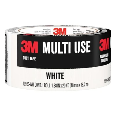 Image of 3M Multi Use Colored Duct Tape, White with Strong Adhesive and Water Resistant Backing, Surface Tape for Indoor Outdoor Use, 1.88 Inches x 20 Yards, 1 Roll (3920 WH)