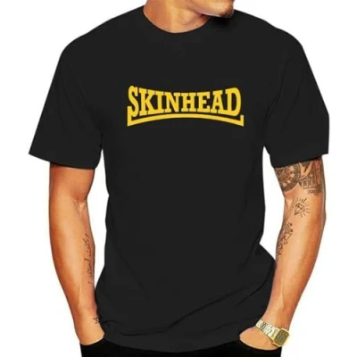 Image of Skinhead T Shirt Graphic Mens Basic Black Unisex Cotton Casual Tee 3XL