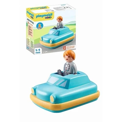 Image of Playmobil 71323 1.2.3: Push &amp; Go Car Interactive Toy with flywheel motor for Toddlers to discover basic Functions, PlaySets Suitable Children Ages 12 Months+