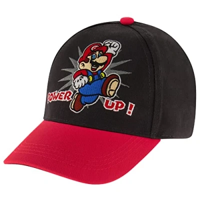 Image of Nintendo Boys Super Mario Kids Baseball Hat, Little Cap, Age 4 7, Black/Red, Years