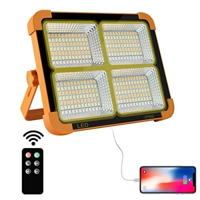 Image of CosyEasy 100W Rechargeable Work Light, 10000LM Super Bright Portable Floodlight 16500mAh Battery Led The Remote Control USB &amp; Solar Emergency Camping, Car Repairing, Hiking Fishing