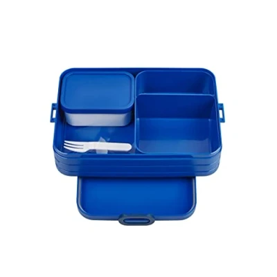Image of Mepal Bento Box Large Lunch with for 4 Sandwiches or 8 Slices of Bread Sandwiches, Small Snacks &amp; Left Overs Adults Vivid Blue