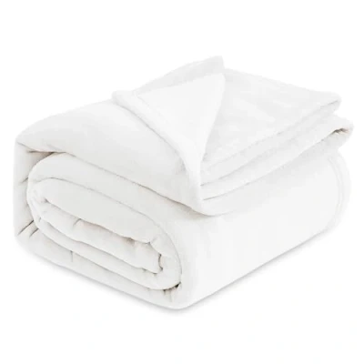 Image of Bedsure Fleece Blanket King Size Versatile for Bed Fluffy Soft Extra Large Throw, Ivory, 270x230cm