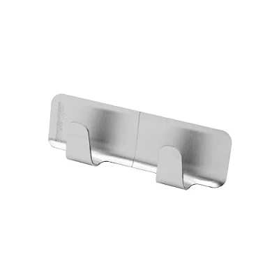 Image of Fackelmann Adhesive Double Hook, Stainless Steel, Silver, 8 x 7.9 2 cm