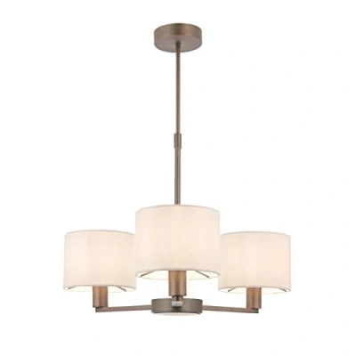Image of Gareth Modern Dark Antique Bronze Multi Arm 3 Way Pendant Ceiling Light with Marble Colour Fabric Shades
