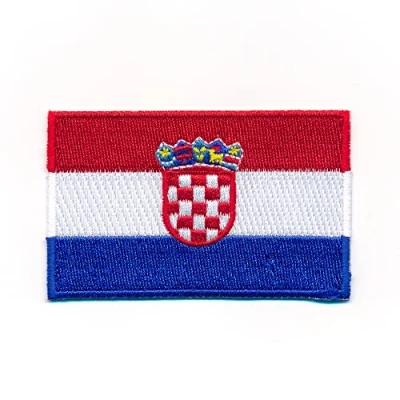 Image of 40 mm x 25 Croatia Zagreb Flag, Embroidered Iron On Patch, 0917 A