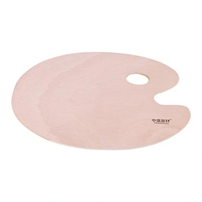 Image of Oval Shaped Wooden Painting Palette, 30 x 40cm Vintage Artist Oil/Acrylic Tray Wood Tool