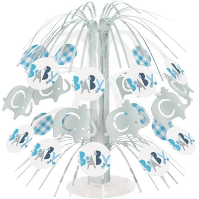 Image of Blue Floral Elephant Cascade Centerpiece (21cm) Elegant, Stunning &amp; Unique Table Decor Perfect for Parties Special Events 1 Pc