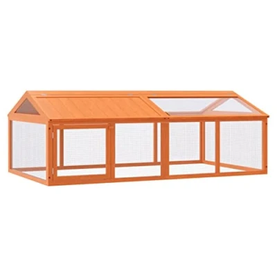 Image of vidaXL Solid Pine Wood Garden Run Box Spacious Outdoor Play Area for Small Animals, Large Brown Aviary, Easy to Assemble and Clean