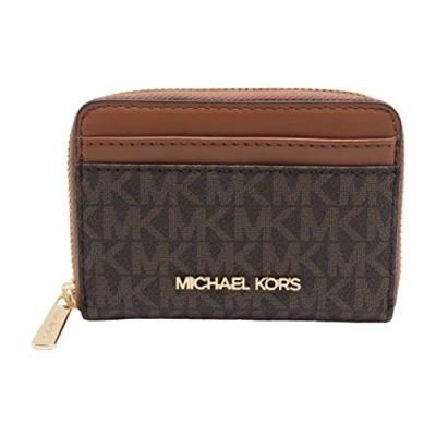 Image of Michael Kors Jet Set Travel Medium Zip Around Card Case Brown