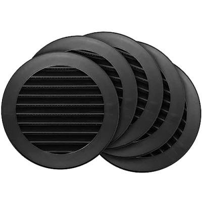 Image of 5 Pack 4&#039;&#039; Inch / 100 mm Plastic Vent Cover Black Round Soffit Exhaust Ventilation Louver Air Inlet Grille Built in Screen Mesh HVAC