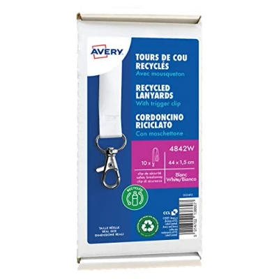 Image of Avery Box of 10 Neck Towels with Carabiner 44 cm Long x 1.5 Wide White