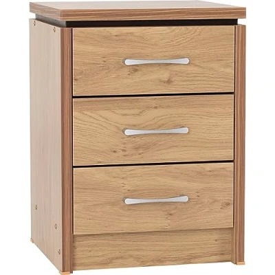 Image of Seconique Charles 3 Drawer Bedside in Oak Effect Veneer